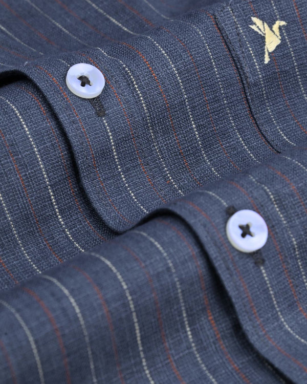 Dark Grey Double Stripes -Full-Bamboo Linen