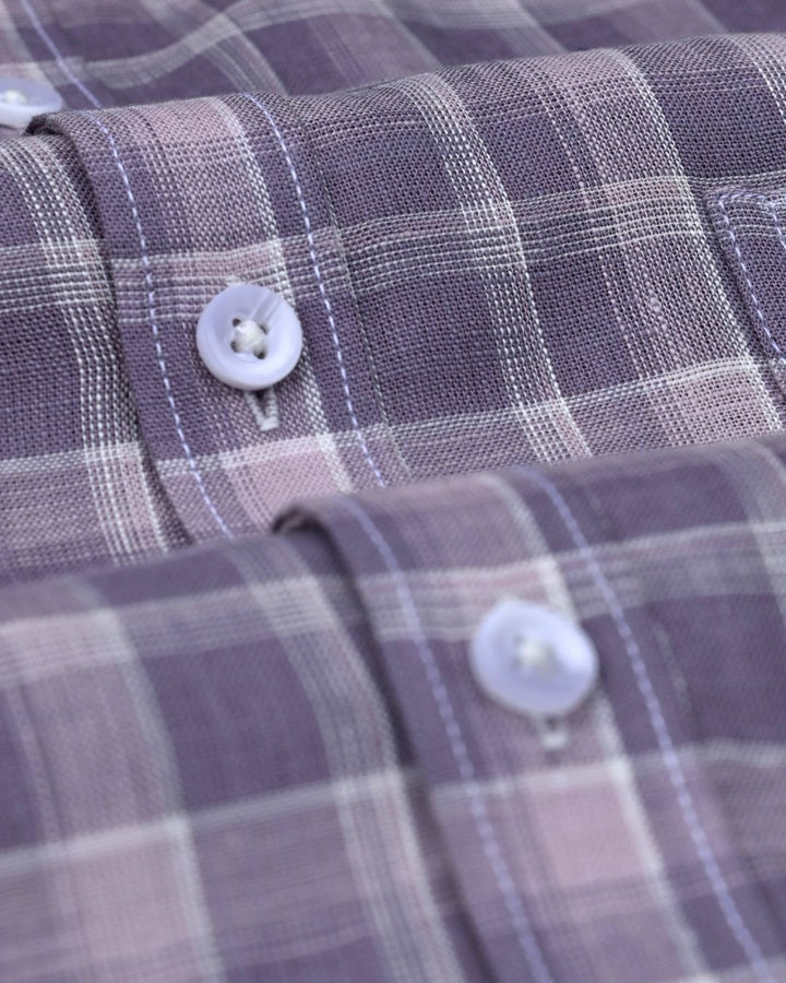 Dusty Violet Checks -Full-Cotton Linen Shirt