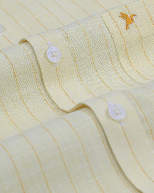 Yellow & Orange Dotted Line Stripes -Full-Bamboo Linen