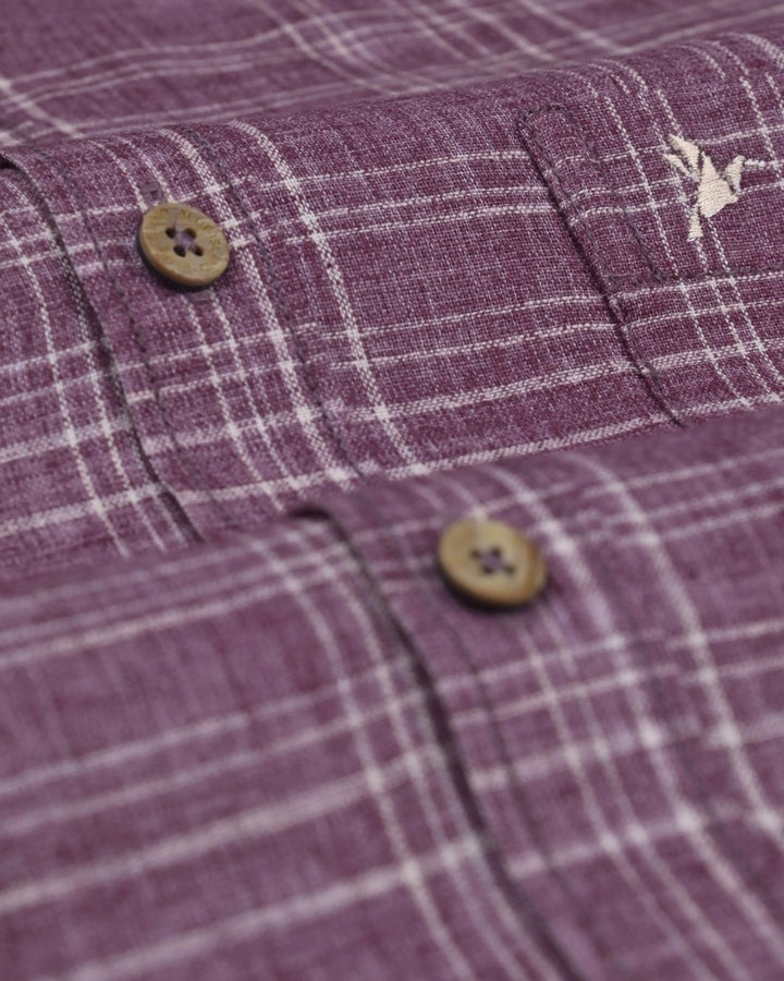 Purple Multi Line Checks -Full-Cotton Linen Shirt