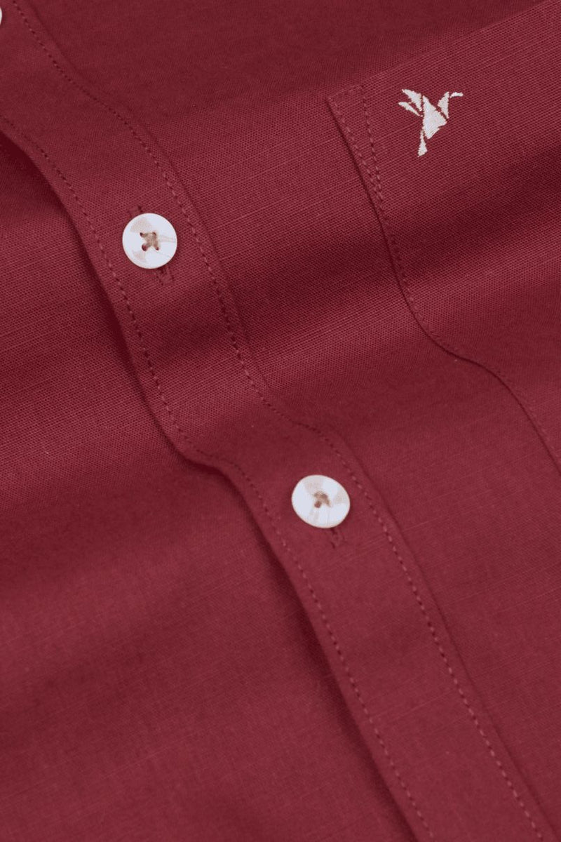 Cherry Red Cotton Linen-Full-Stain Proof