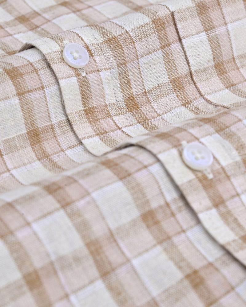 Brown Double Line Checks-Full-Bamboo Linen
