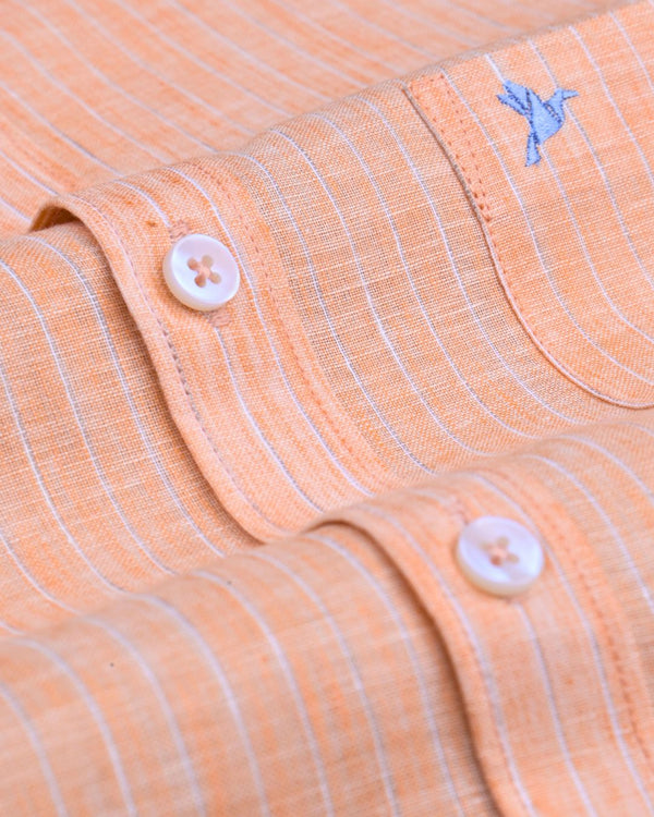 Orange Mini Stripes -Full-Bamboo Linen