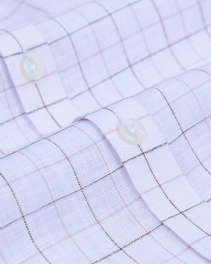 White & Pink Mini Checks -Full-Bamboo Linen