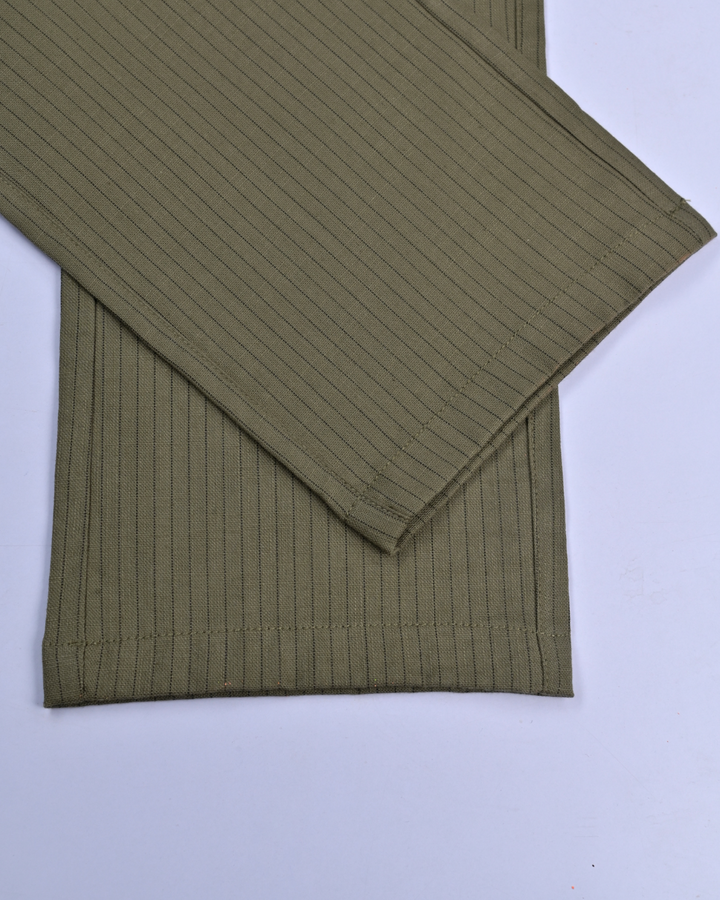 Green Dotted Lines - 2 way stretch - COTTON LINEN PANT