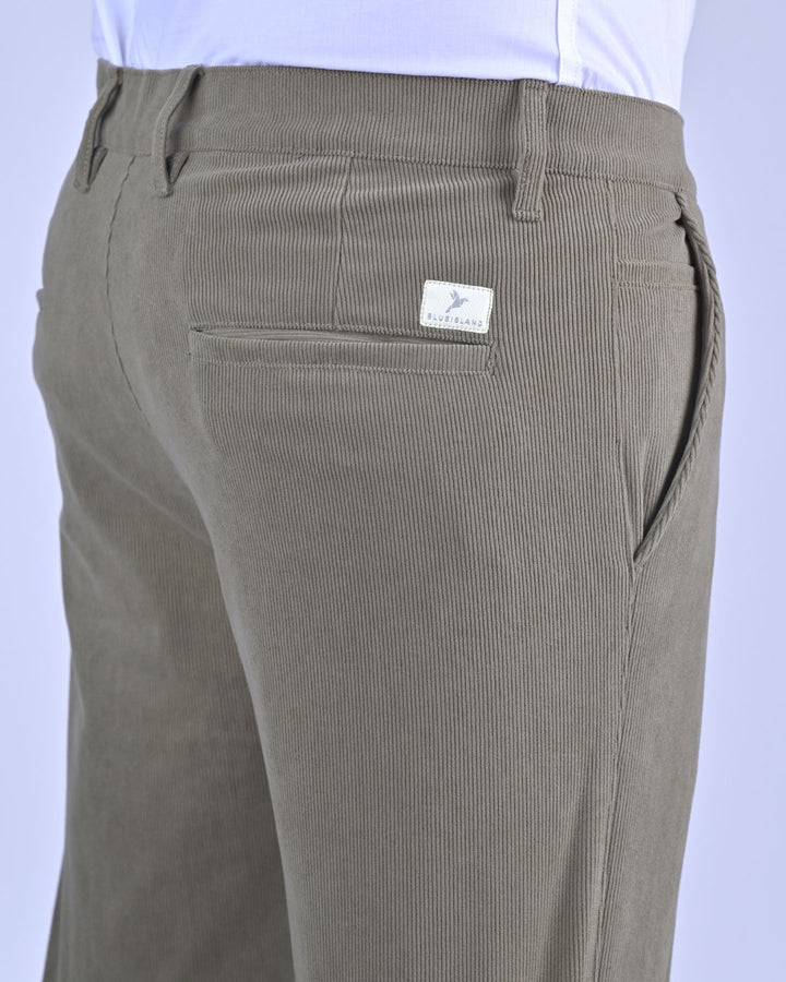 Dusty Olive Fine Stripe - Corduroy Pant