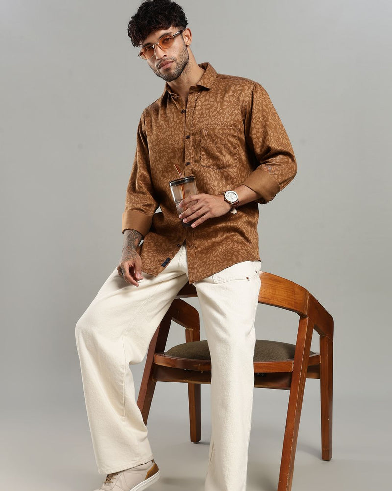 Caramel Brown Print -Full-Stain Proof