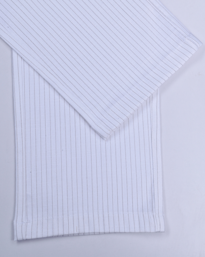 White Dotted Lines - 2 way stretch - COTTON LINEN PANT