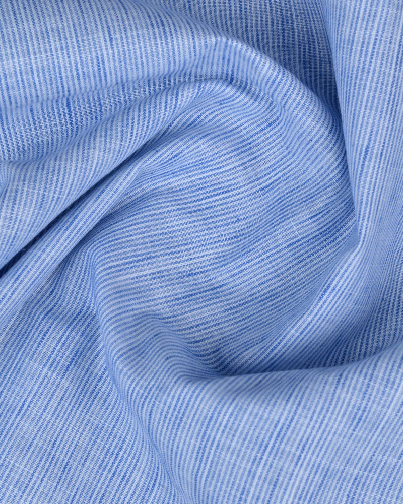 Blue Grid Stripes -Full-Bamboo Linen