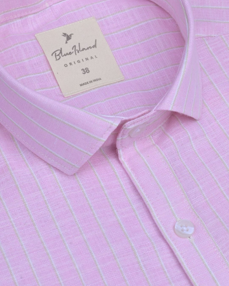 Mild Pink Stripes -Full-Bamboo Linen