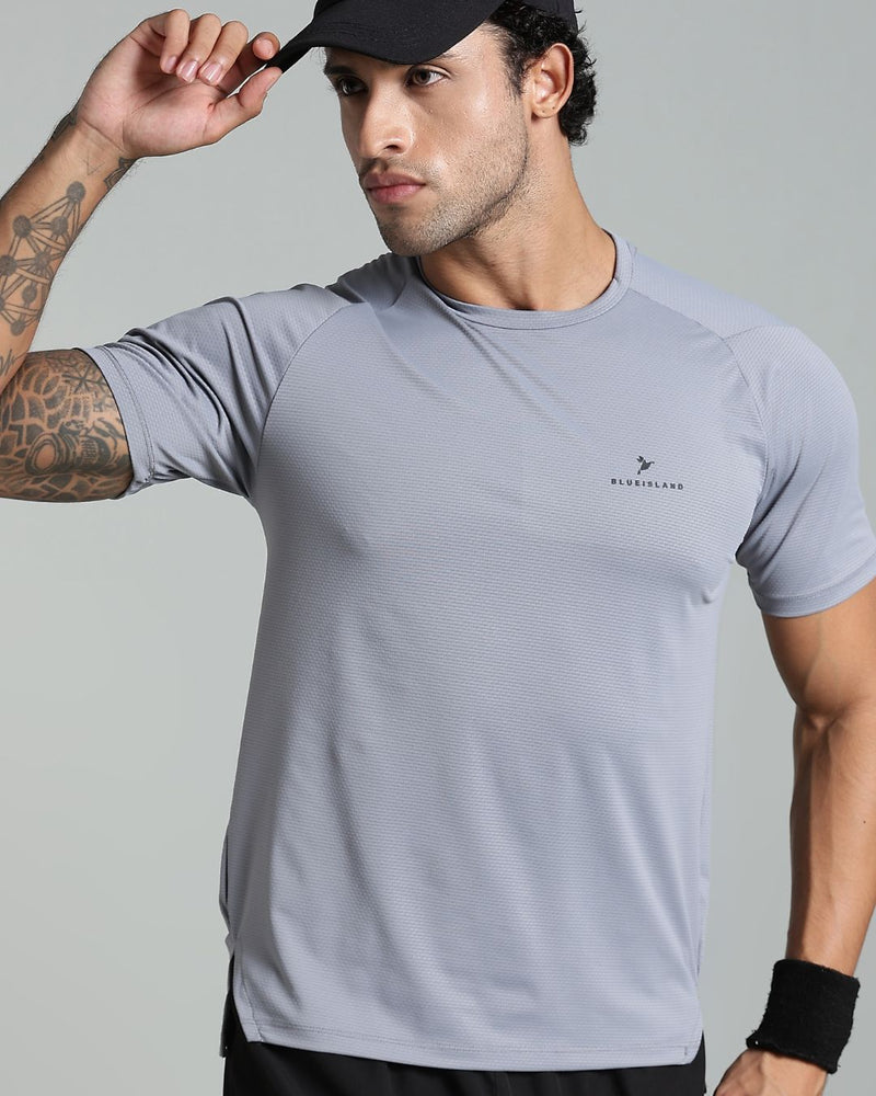 Silver Grey - Active wear Round neck Tshirt