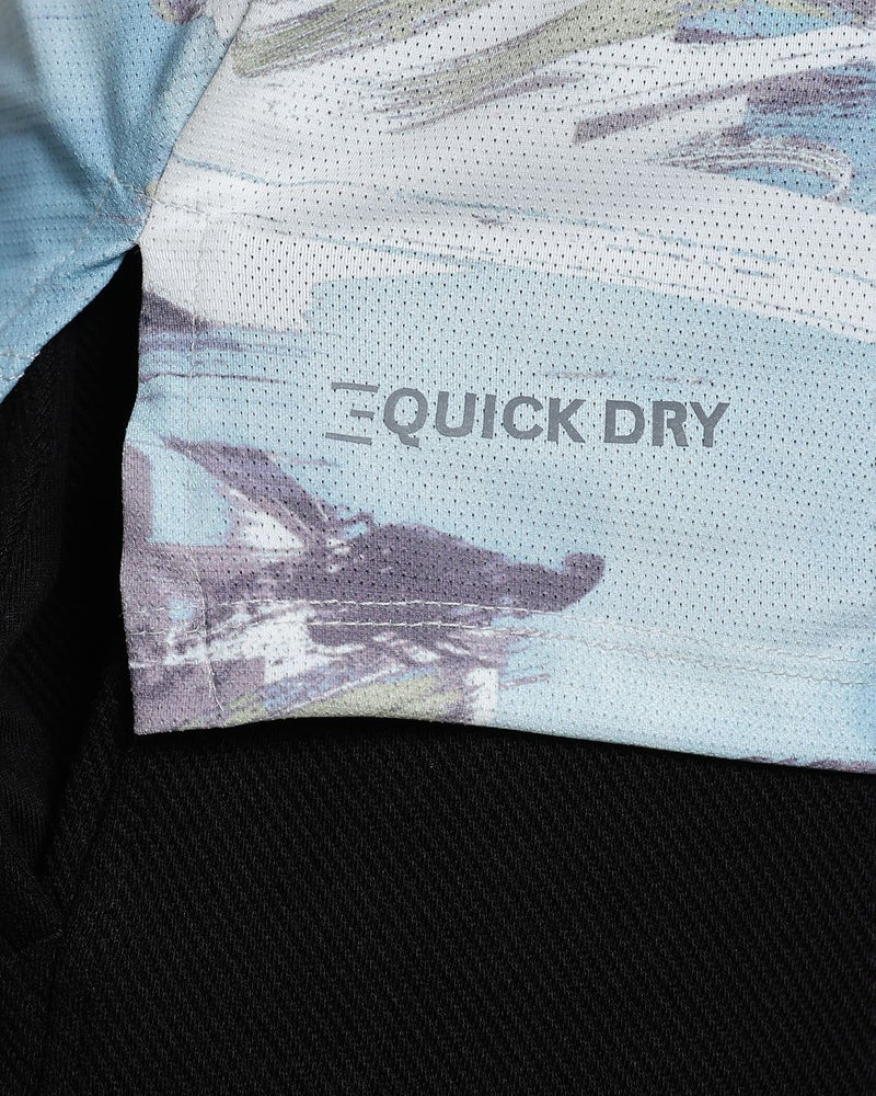 Camo Blue Splash - Active wear Round neck Tshirt