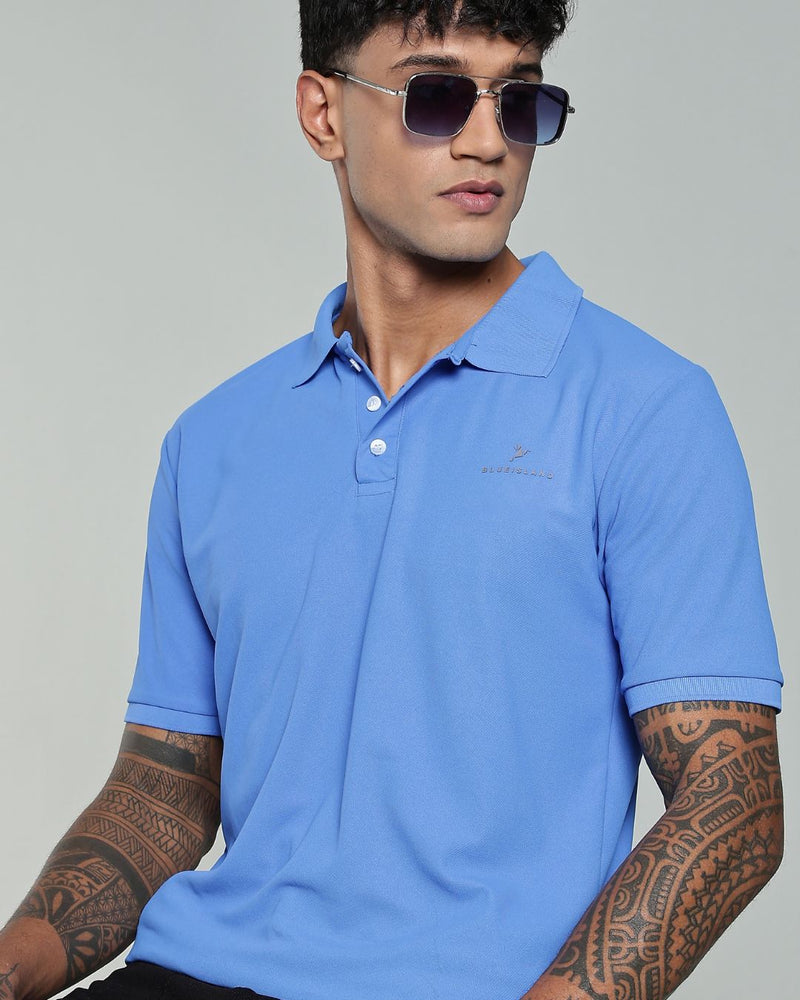 Cornflower Blue - Active wear Polo Tshirt