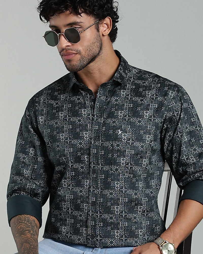 Green Tribal Print-Full-Stain Proof
