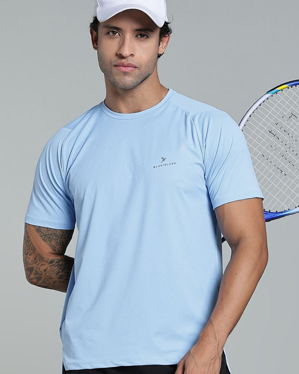 Cloud Blue  - Active wear Round neck Tshirt