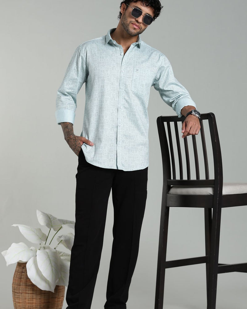 Mint Blue Tribal Print-Full-Stain Proof