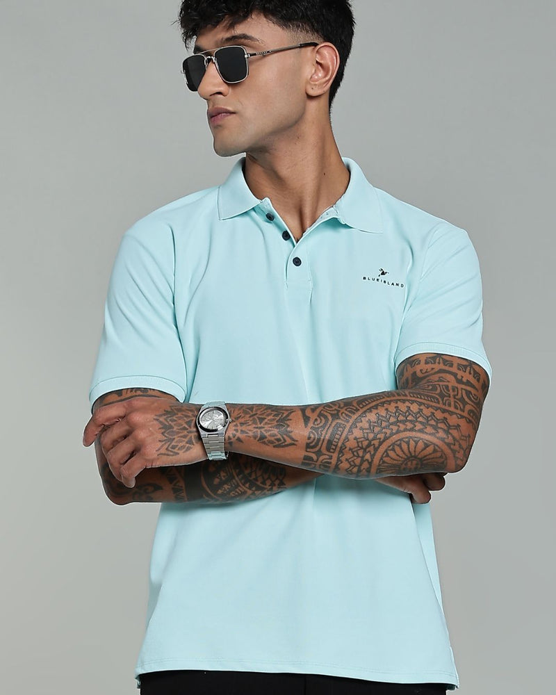 Aqua Blue - Active wear Polo Tshirt