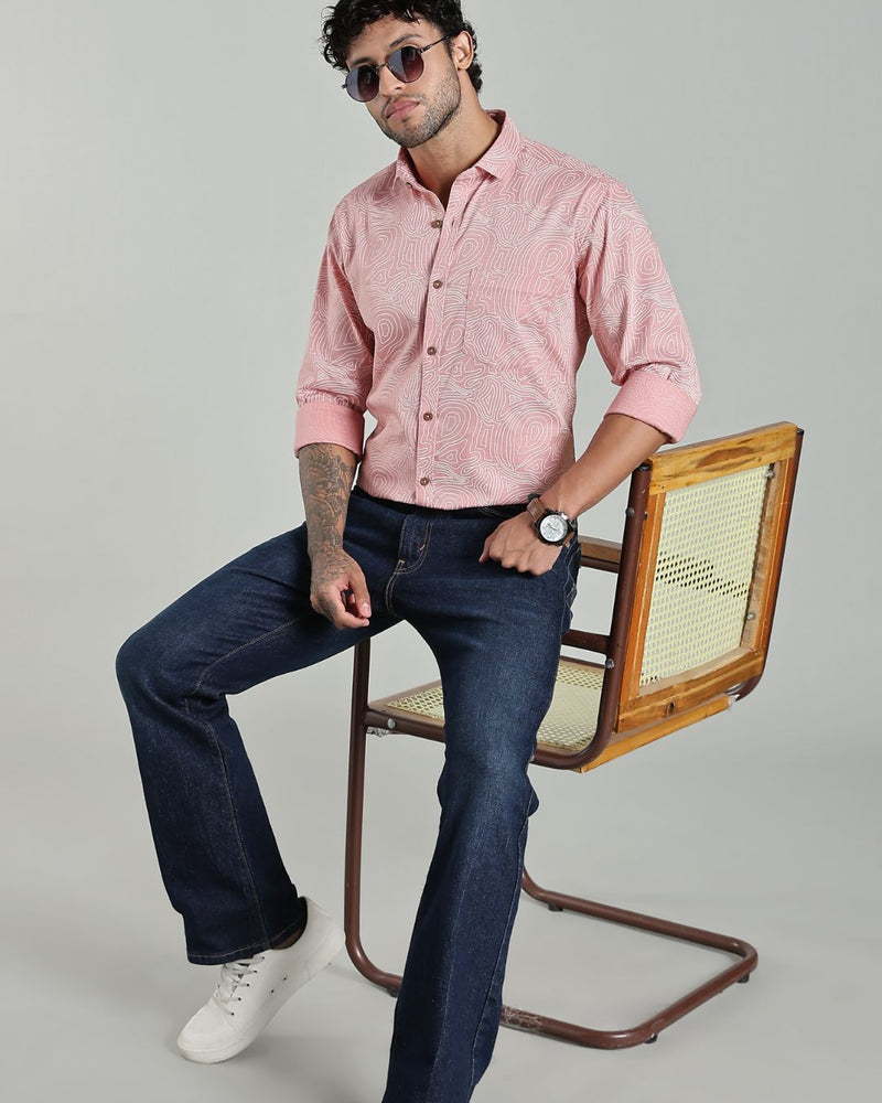 Pastel Pink Wavy Lines Print-Full-Stain Proof