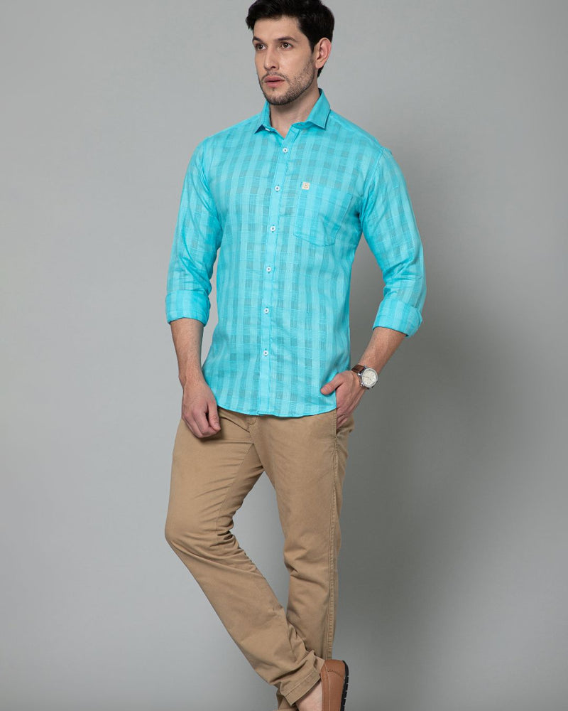 Aqua Blue Self Checks - Full-Stain Proof