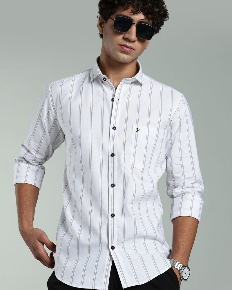 White & Black Multi Line Stripes- Full-Stain Proof