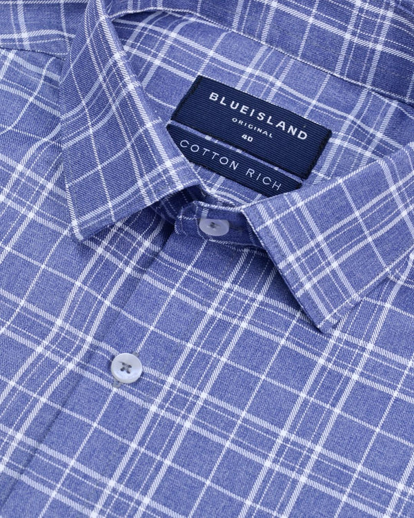 Vintage Blue Multi Checks- Full-Cotton Rich