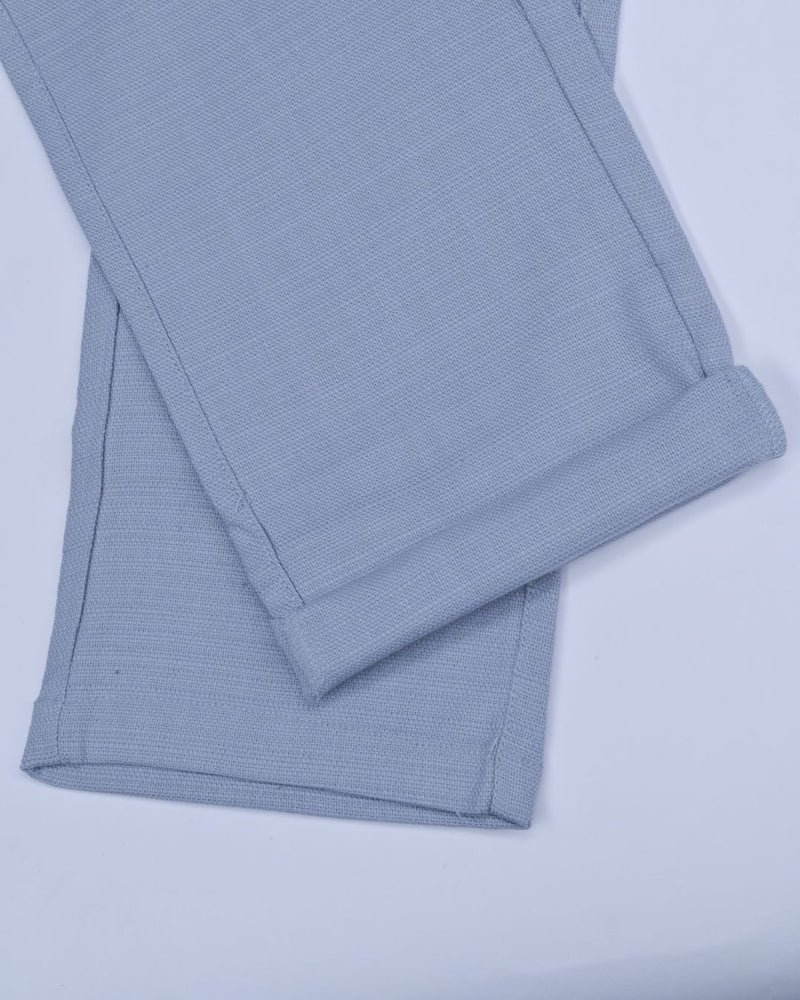 Textured Bluish Grey - 2 way stretch - COTTON PANT