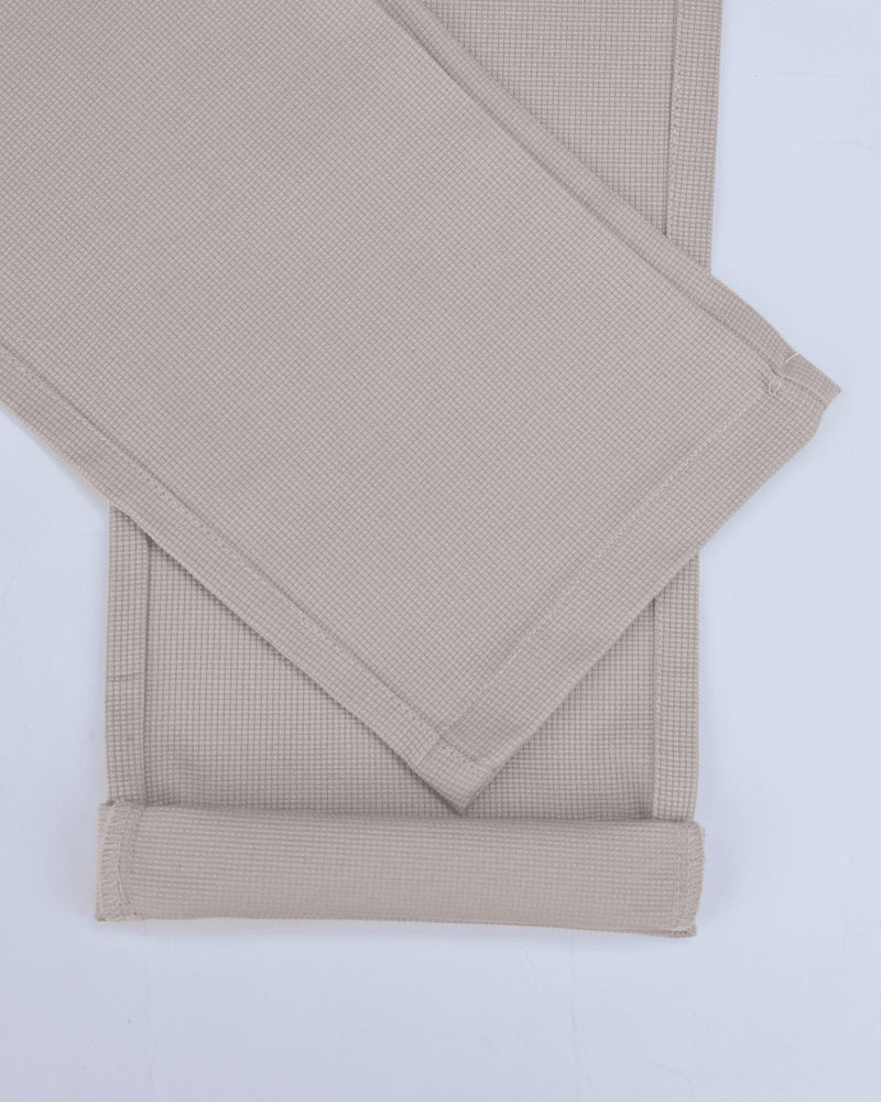 Cream Square Checked - 2 way stretch - COTTON PANT