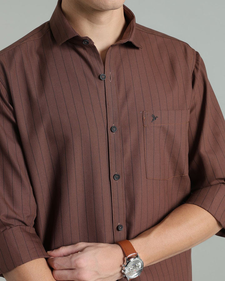 Choco Brown Vertical Stripes -Full-Stain Proof