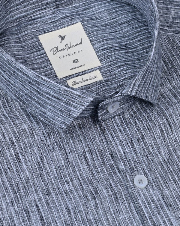 Vintage Black Stripes -Full-Bamboo Linen