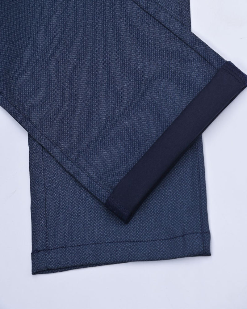 Navy Chain Printed - 2 way stretch - COTTON PANT