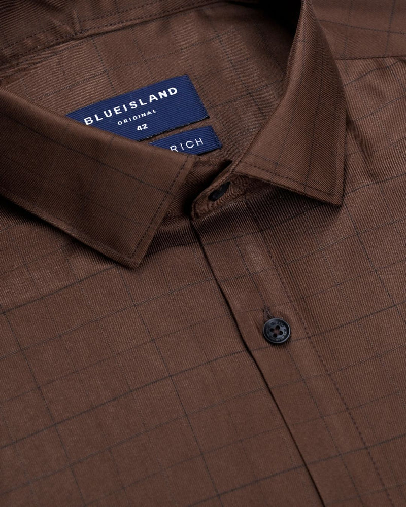 Chocolate Brown Checks- Full-Cotton Rich