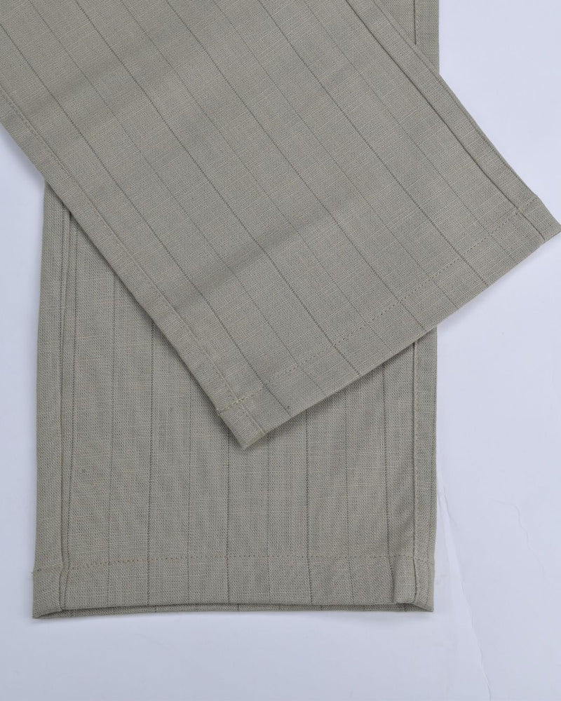 Lite Khaki Vertical Stripes - 2 way stretch - COTTON PANT