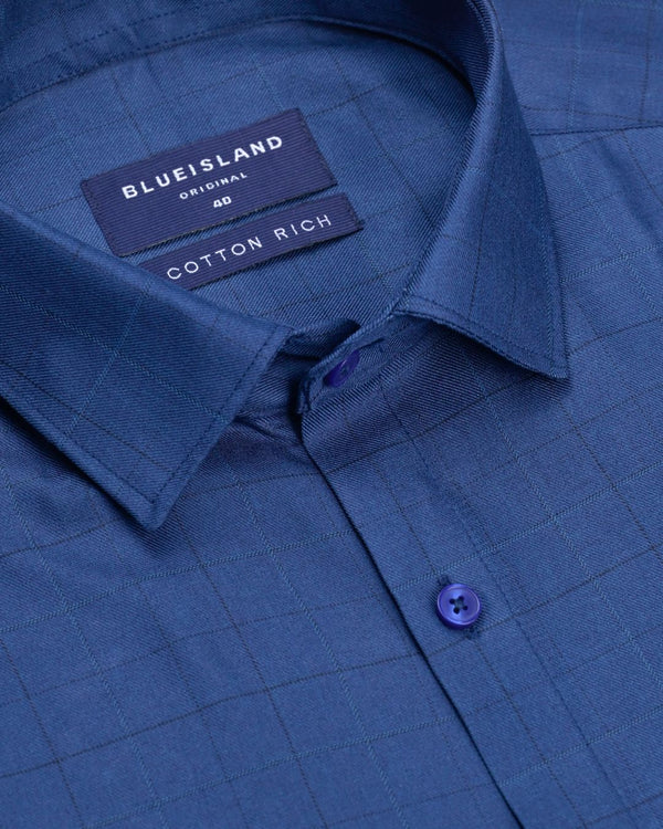 Majestic Blue Checks- Full-Cotton Rich