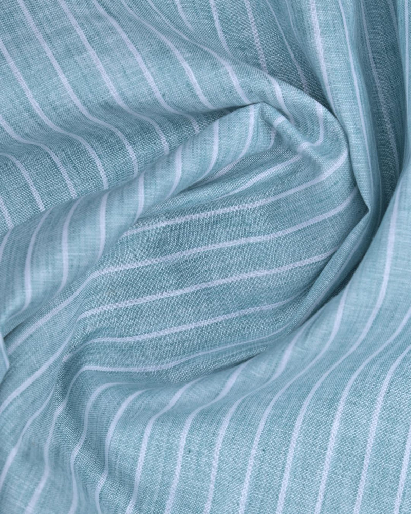 Forest Green and white Stripes -Full-Bamboo Linen