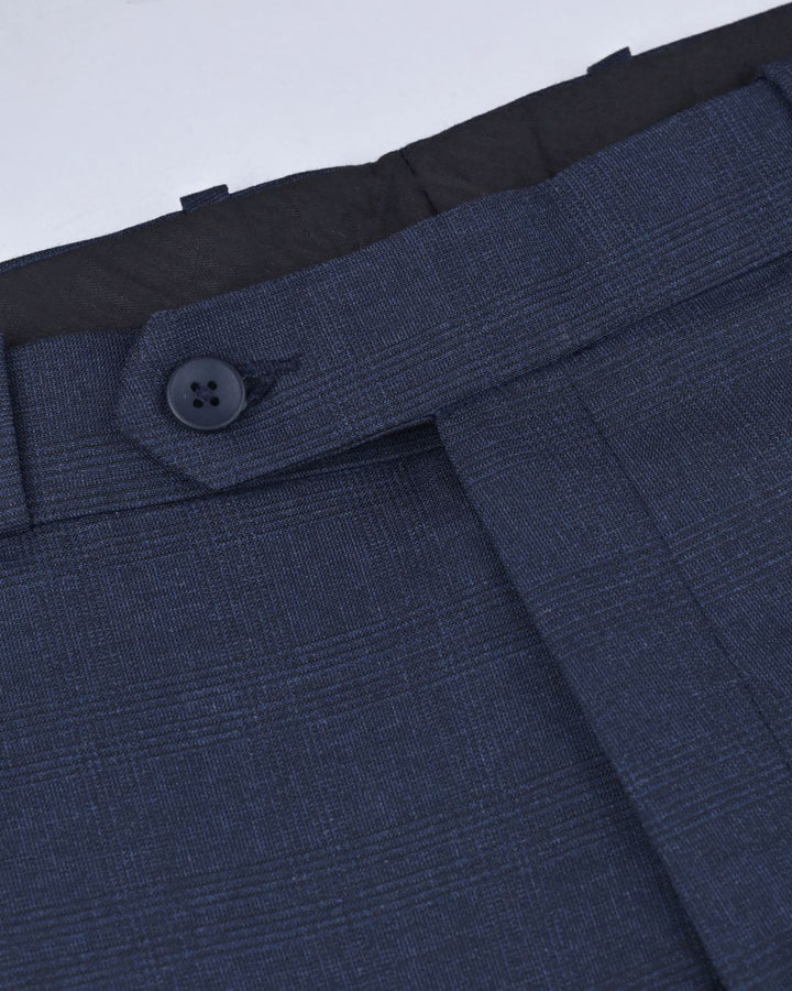 Dark Blue Cross Line Checked - Wrinkle free Formal Pant