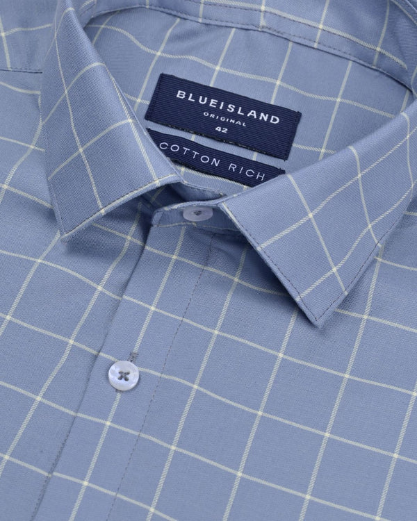 Metal Blue Checks- Full-Cotton Rich