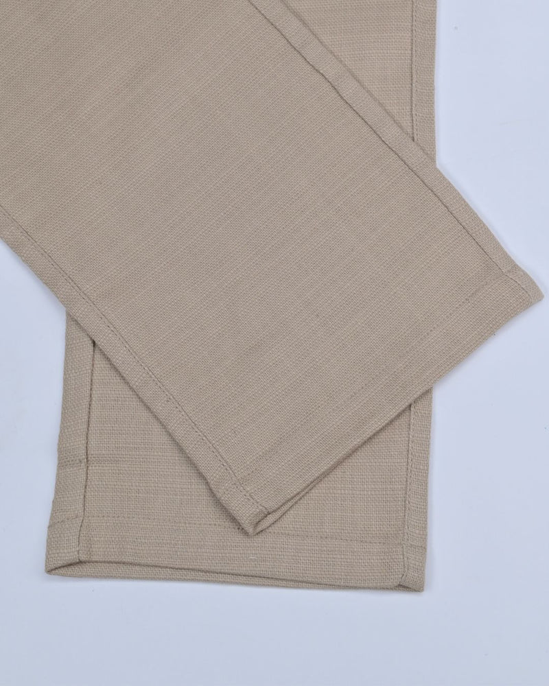 Textured Dark Cream - 2 way stretch - COTTON PANT