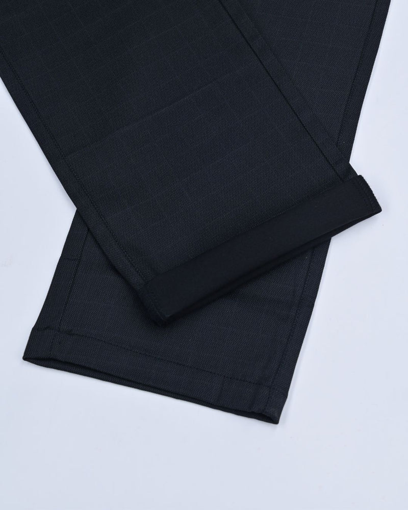 Black Wavy Checked - 2 way stretch - COTTON PANT