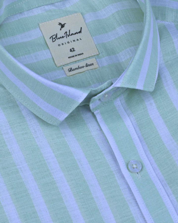 Mild Pistah Broad Stripes -Full-Bamboo Linen