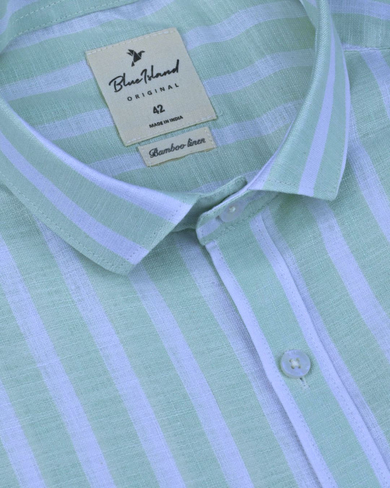 Mild Pistah Broad Stripes -Full-Bamboo Linen