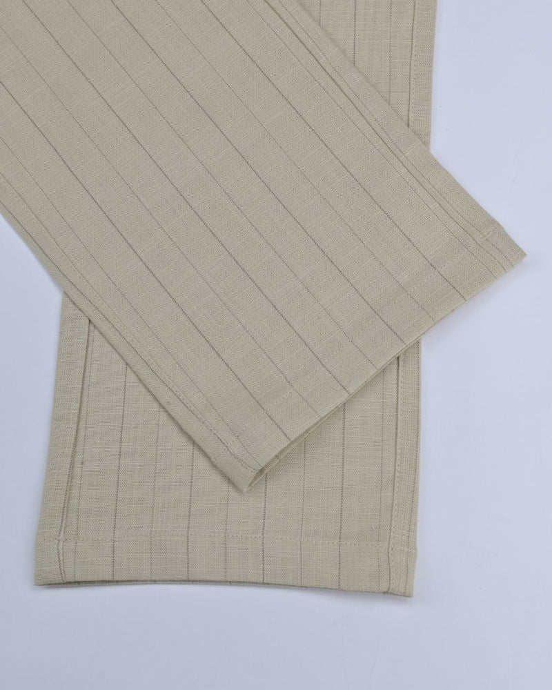 Cream Vertical Stripes - 2 way stretch - COTTON PANT