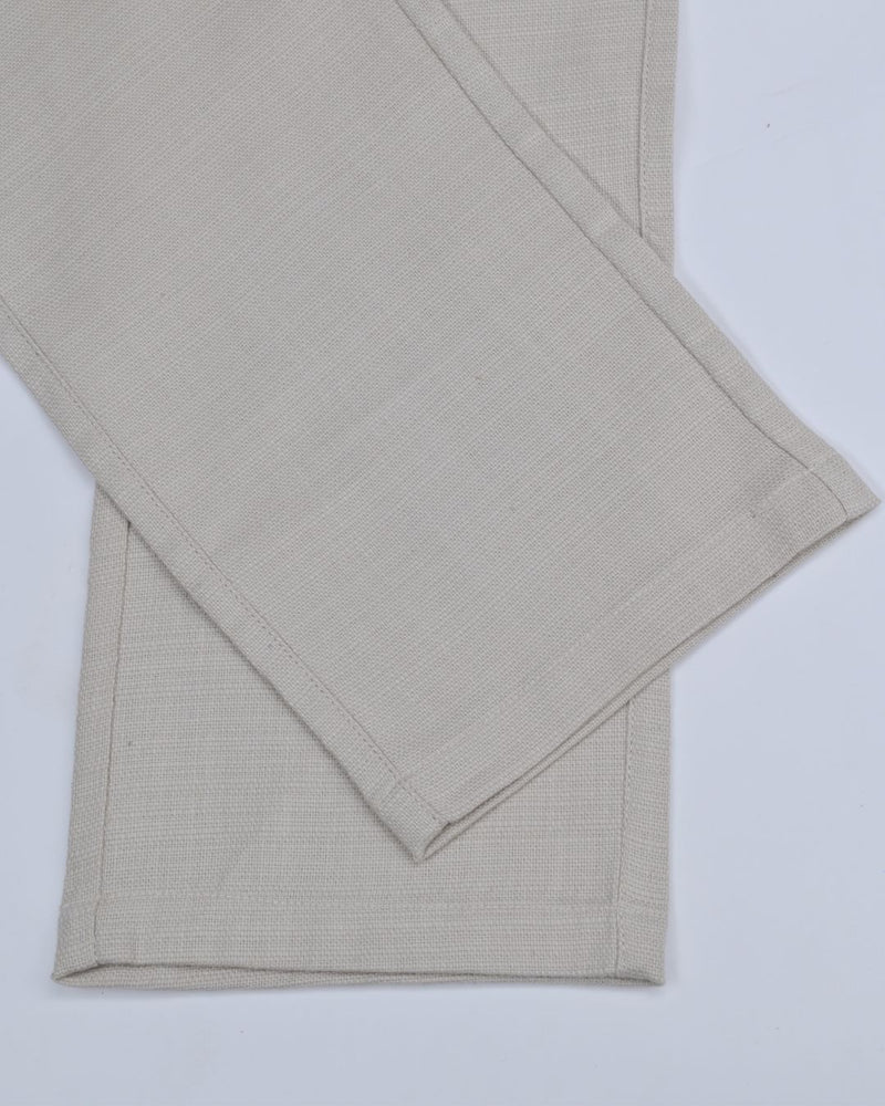 Textured Cream - 2 way stretch - COTTON PANT