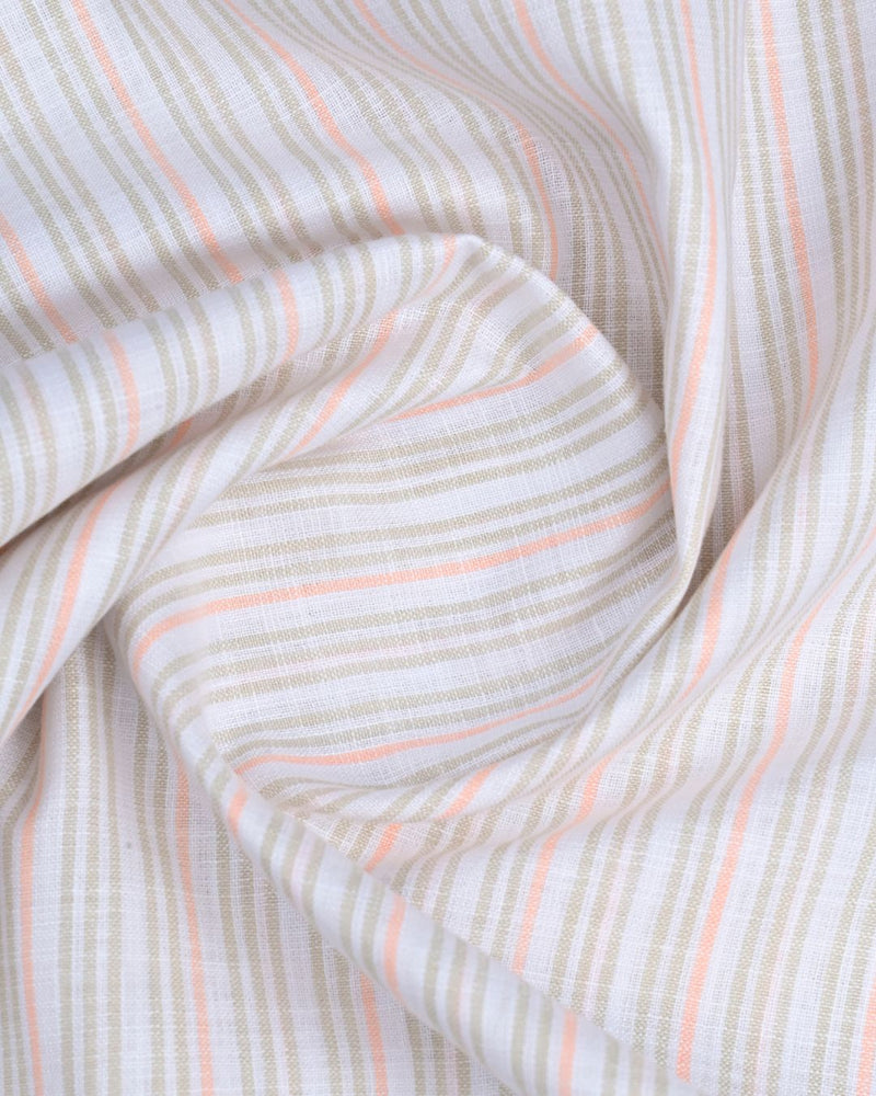 Brown and Orange double colour Stripes -Full-Bamboo Linen