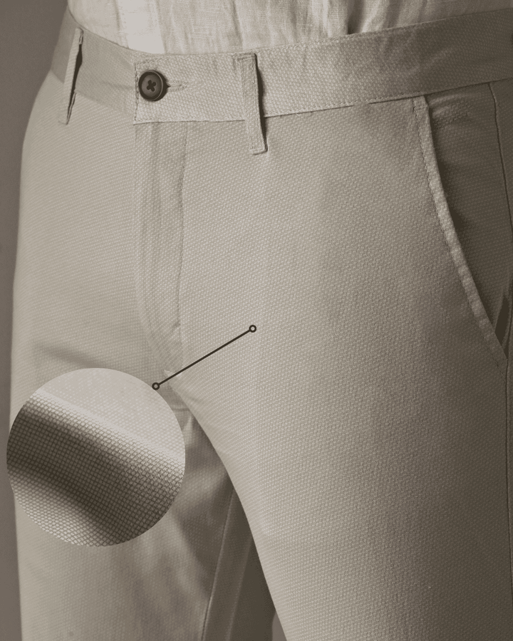 Cream Sketchy Printed - 2 way stretch - COTTON PANT
