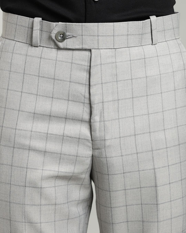 Silver Grey Box Checks - Wrinkle free Formal Pant