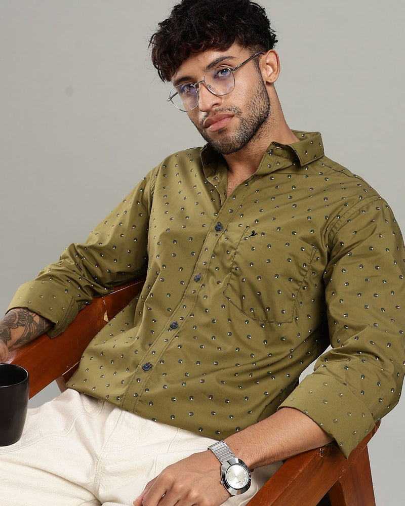 Khaki Green Slice Print -Full-Stain Proof