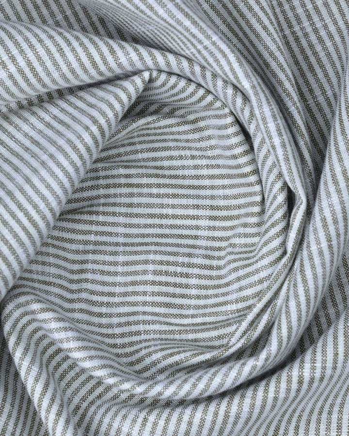 Green Fine Stripes -Full-Bamboo Linen