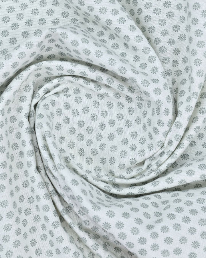 Beige Chakra Print-Full-Cotton Linen Shirt