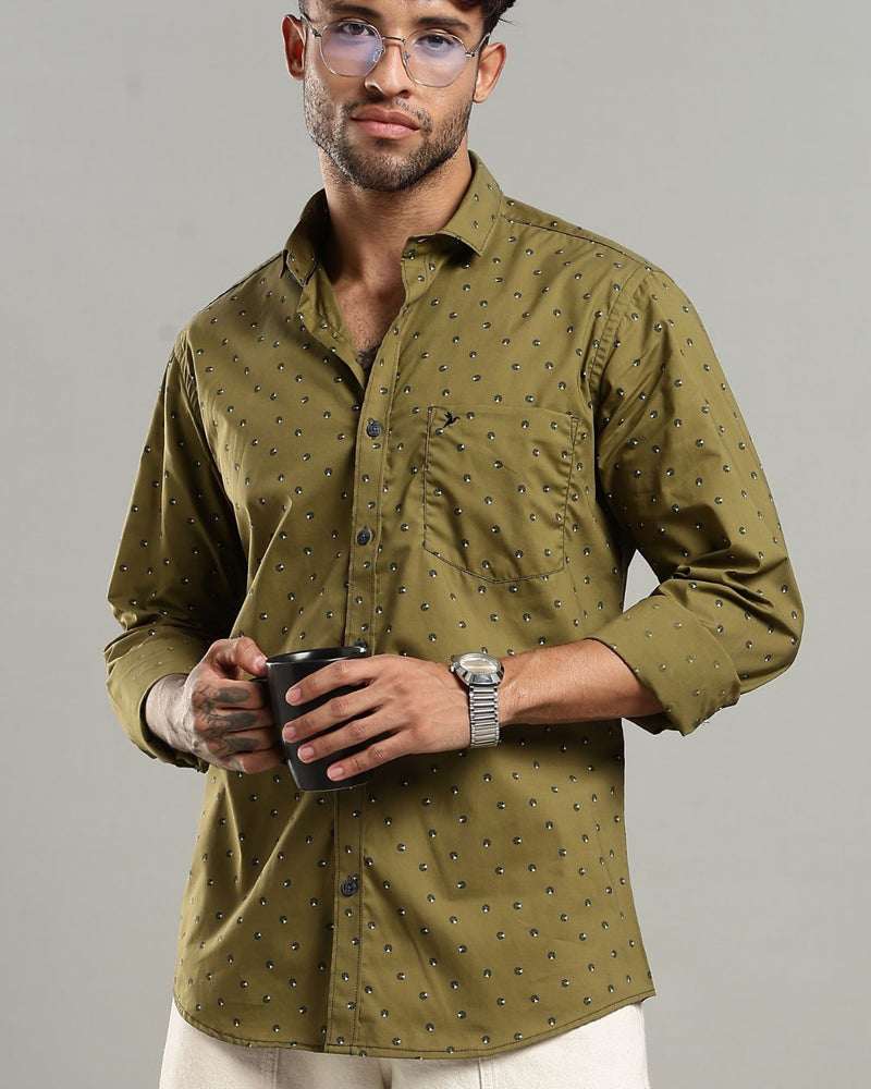 Khaki Green Slice Print -Full-Stain Proof