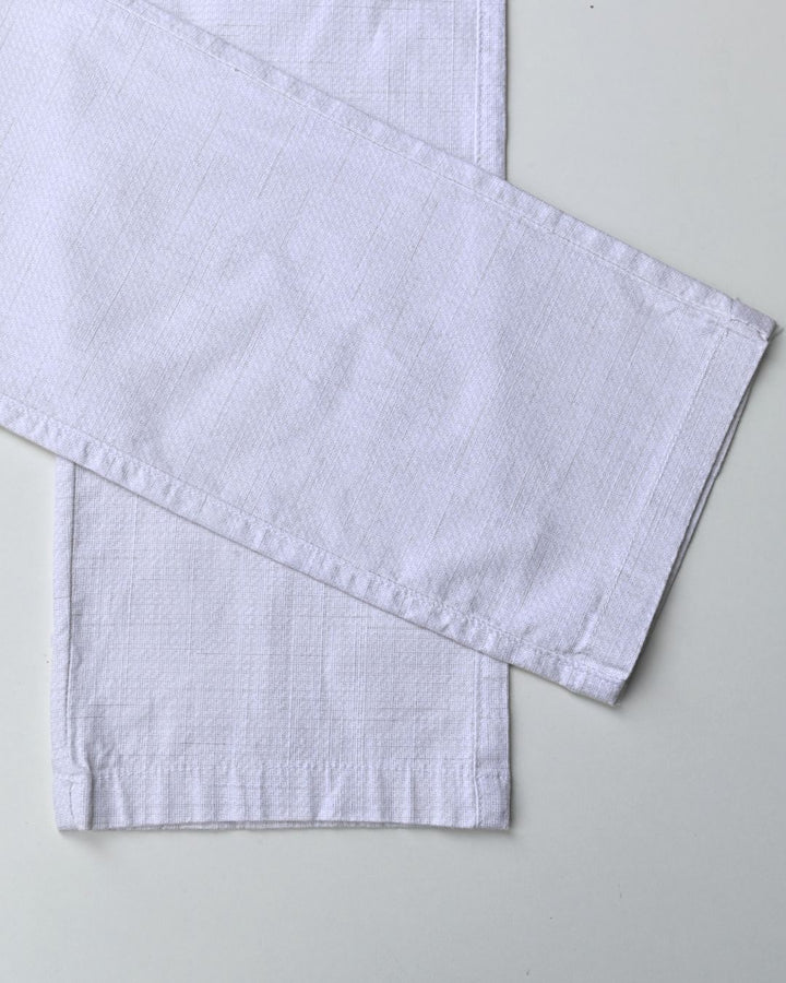 White Mini Checks- 2 way stretch - COTTON LINEN PANT
